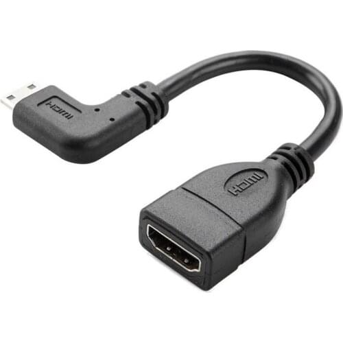 Mini Hdmi To Hdmi Cable Cablecreation 0 5Ft 90 Degree Right Angle Mini Hdmi