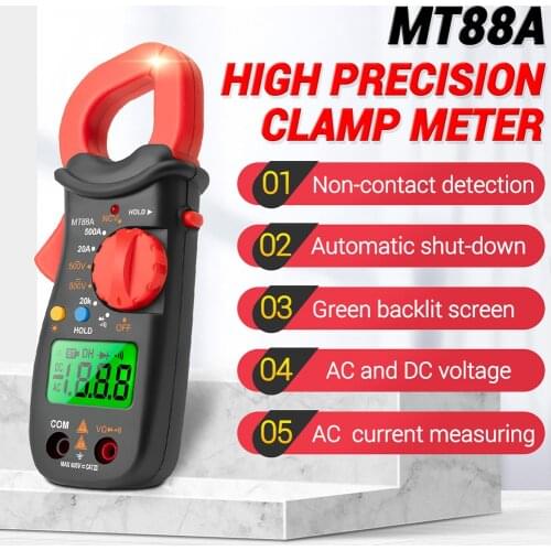 MT88A High Precision Digital Clamp Multimeter True Rms 1999 Counts 500A AC Current AC/DC Voltage NCV Testers Current Clamp Meter