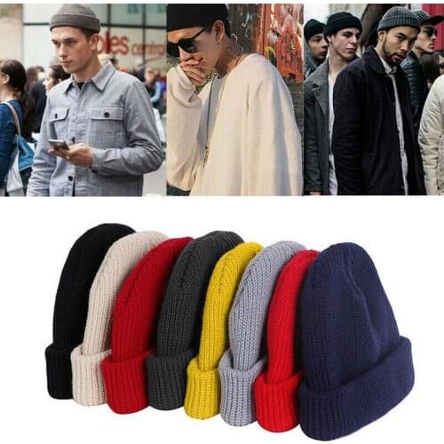 Mens Hat Ribbed Solid Plain Knit Ski Cap Warm Beanie Skull Winter Cuff Hats Solid Color Men And Women Knitted Hat