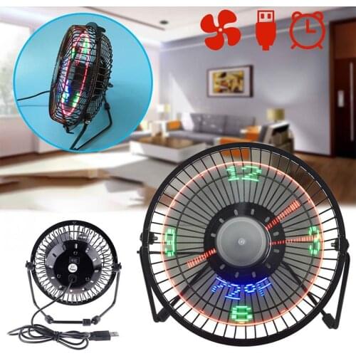 New Hot Selling USB LED Clock Mini Fan With Real Time Temperature Display Desktop 360 Cooling Fans For Home Office