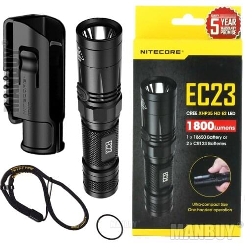 NITECORE EC23 with NTH10 Tactical Flashlight Holster 1800Lumen Cree XHP35 HD E2 LED Torch Wholesale Outdoor Sports Free Shipping