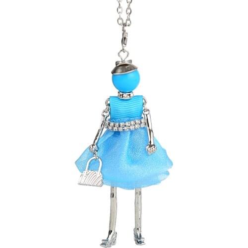 New Doll Pendant Necklaces girl cotton yarn Tutu Skirt Long Chain Necklace Cute Lovely Fashion Jewelry Accessories