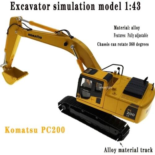 New 1：43 Komatsu PC220 hydraulic excavator with metal track die-casting car collection model decoration made in China