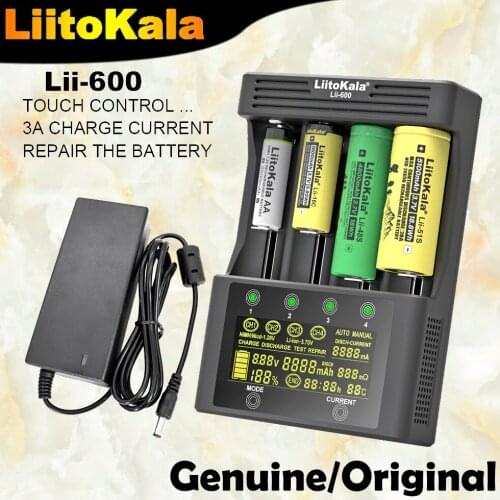 LiitoKala Lii-600 LCD Battery Charger For Li-ion 3.7V and NiMH 1.2V battery Suitable for 18650 26650 21700 26700 18350 AA AAA