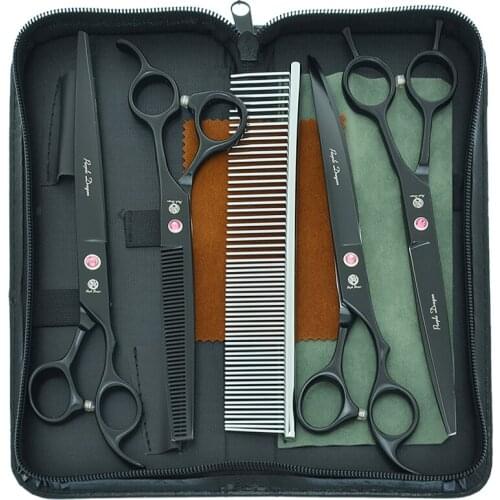 8.0" Purple Dragon Dogs Grooming Scissors Japan Steel Puppy Straight Curved Cutting Clippers Thinning Shears Pet Trimmers B0054B