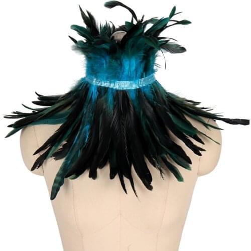 Feather Collar Neck Crop Top Strappy Elastic Sexy Harajuku Dance Wear Body Cage Suspenders Body Harness Belt Soft Feather Goth