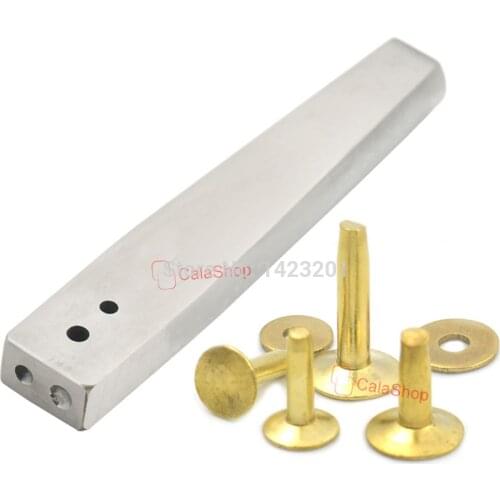 One 304 Burrs Setter Tool and 6 pcs / Lot Brass Rivets & Burrs Permanent Fasteners Gauge Leather Crafts Horse Tack Washers