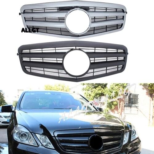 Car Front Hood Grill Grille Fit For Mercedes-Benz E-CLASS W212 2009 2010 2011 2012 2013Glossy Black Matt Chrome