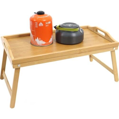 Portable Bamboo Wood Bed Tray Breakfast Laptop Desk Tea Food Serving Table Folding Leg Laptop Desk