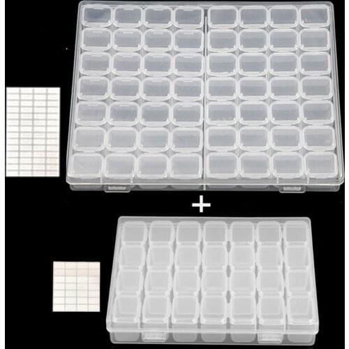 28/56/224 Slot Transparent Plastic Storage Box Diamond Painting Embroidery Accessories Tool Label Sticker Organizer Container