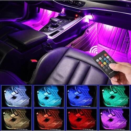Colorful USB LED Car Foot Light 5050 RGB LED with Remote Music Bluetooth APP Control Car Interior Atmosphere Decoration Lighting
