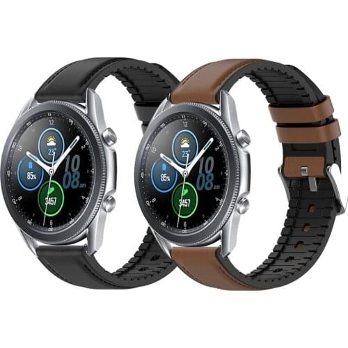 20mm 22mm Silicone Leather Wrist Strap For Samsung Galaxy Watch 3 41 45mm Galaxy 42 46mm S2 S3 Bracelet Band Loop For Active 1 2