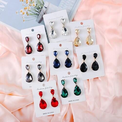 JURAN 2019 New Arrival water drop statement crystal Earrings for women simple stud earring vintage jewelry accessories