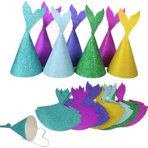 12Pcs Mermaid Birthday Hat Festival Party Birthday Party Supplies Mermaid Cap Birthday Party Decoration Hot Sale HW79