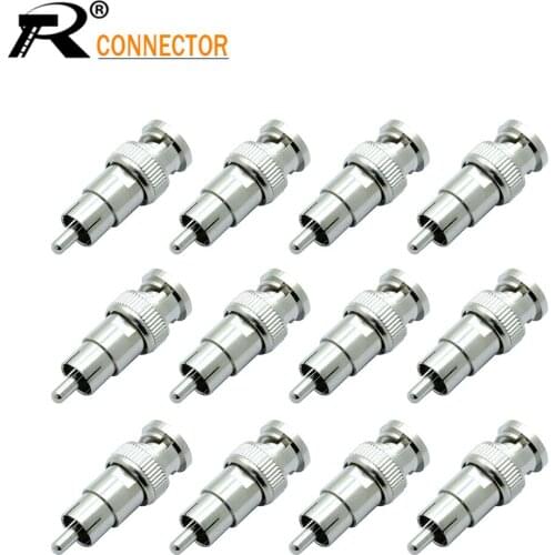 BNC Male to RCA Male Coax Cable Converter Adapter for CCTV Camera Security Surveillance Systems 12/50/100pcs