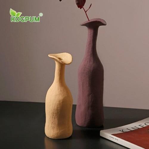 Modern Handmade Ceramic Vase Nordic Morandi Creative Flower Pot Art Original Flower Arrangement Home Decoration Ornaments