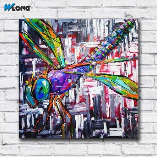 Wlong Art Printing Pop Oil Painting Canvas Dragonfly Wall Art , Wall Pictures for Living room Bedroom Office No Frame