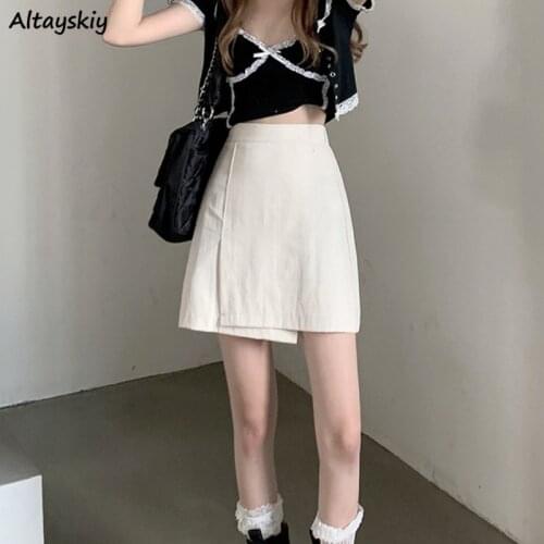 Skirts Women Fashion Students Summer Patchwork Simple New Korean Style Female A-line Mini Streetwear All-match Casual Slim Basic