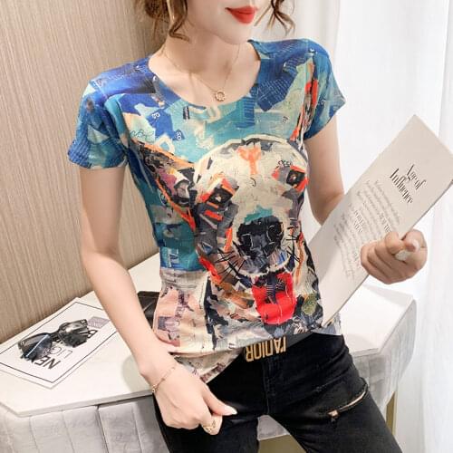 Womens T-shirt cartoon Dog T-shirt short sleeve print casual womens clothing tops graphic T-shirt Harajuku shirt women