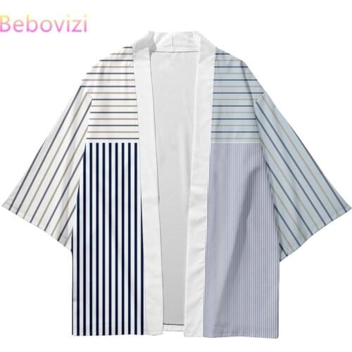 Plus Size 6XL Stripe Beach Japanese Style Kimono Streetwear Men Women Cardigan Cosplay Haori Yukata Harajuku Tops Robe Clothes