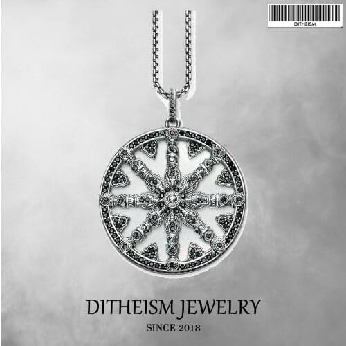 Link Chain Necklace Black Wheel, 2018 New Fashion 925 Sterling Silver Jewelry Asia Vintage Gift For Men Women Boy Girls