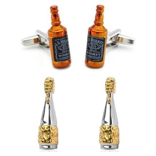 10pairs/lot Wine Bottle Cuff Links Champagne Whisky Bottle Cufflinks Copper Shirt Cuff Button Mens Jewelry Wholesale