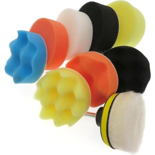 10 Pieces 75mm 3-Inch Car Polishing Pads Set Car Cleaning Waxing Buffing Pads Kit M10 Thread