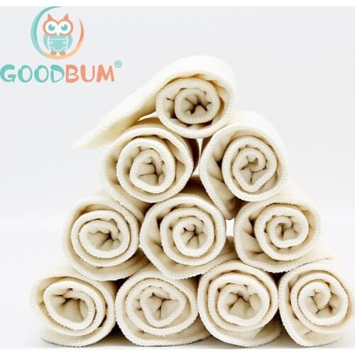 Goodbum 10pcs 2+2 Layers Bamboo Fiber Diaper Insert Reusable Super Soft Baby Nappy Insert 35x13cm For Cloth Diaper&Covers