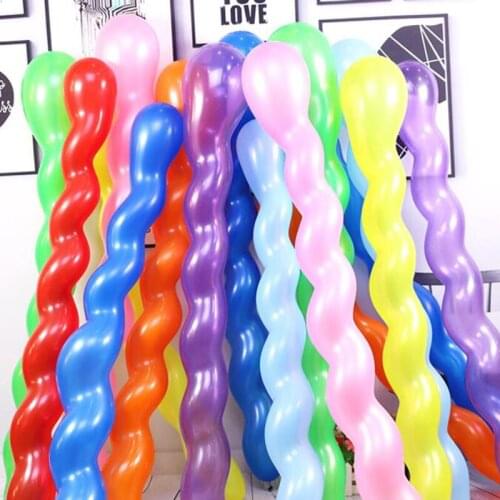 100pcs Thick Colored Long Strip Spiral Latex Balloon Childrens Day Toy Wedding Banquet Birthday Party Decoration Balloon