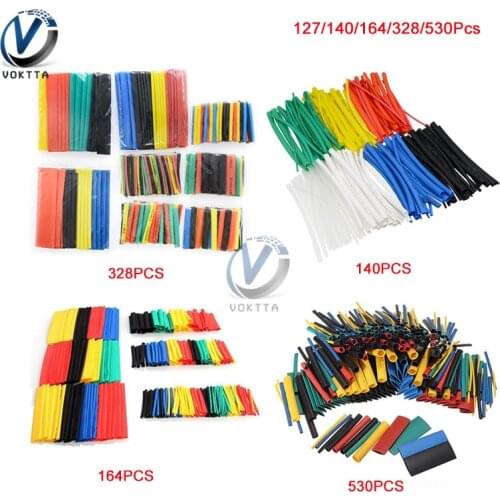 127/140/164/328/530Pcs Heat Shrink Tubing Polyolefin Wrap Wire Cable Sleeves PE Insulation 2:1 Shrinkable Tube Assortment Kit