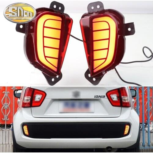 2PCS For Suzuki Ignis MF 2016 - 2020 2-in-1 Functions Car LED Rear Fog Lamp Bumper Light Auto Brake Light Reflector