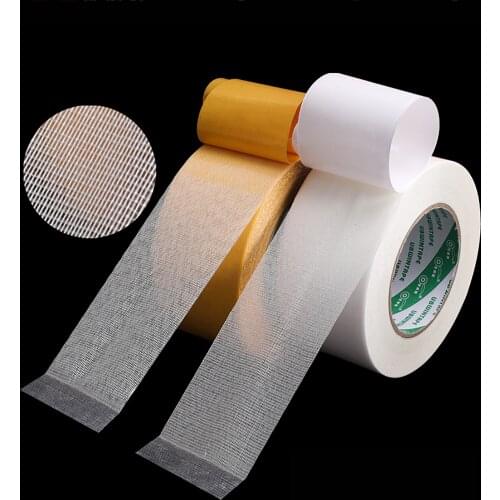 20m/Roll Translucent Grid Cloth Base Double-sided Tape Self Adhesive Tape For Carpet DIY Decoration Width 10mm-100mm
