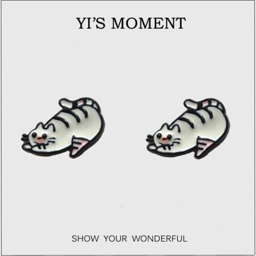 2019 birthday Gift Enamel stud Earrings cat Earring for kids