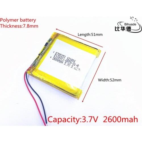 3.7V 2600mAh 785251 Lithium Polymer Li-Po li ion Rechargeable Battery cells For Mp3 MP4 MP5 GPS PSP mobile bluetooth