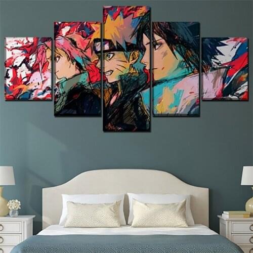 5 Pcs Canvas Wall Art Decor Ninja Anime Posters Prints Modern Pictures for Living Room Bedroom Home Decoration Paintings