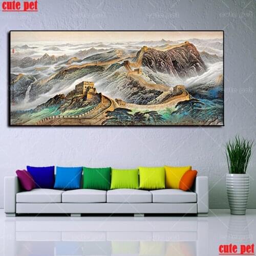 Full Square Drill Great Wall 5D DIY Diamond Painting Embroidery beaded Cross Stitch Mosaic painting landscape Home Decor large
