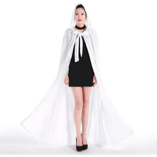 White Hooded Cape Cosplay Costume Halloween Party Cap Custom Made Cloak Cape