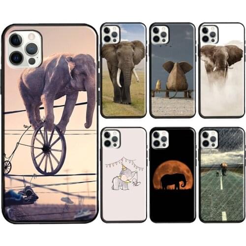 Animal Elephant art Phone Case For iPhone 11 12 Pro Max 12 Mini X XR XS MAX 7 8 Plus 5S SE 2020 Soft Cover