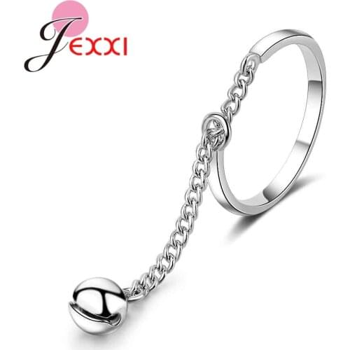Design Fashion Chain Bell Adjustable Rings 925 Sterling Silver Exquisite Style Women Valentines Day Gift Jewelries Bijoux