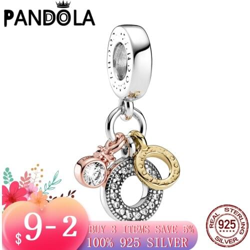 Hot 100% 925 Sterling SILVER charms Triple Monogram & Logo Dangle Charm fit Original Pandora Bracelet silver 925 jewelry