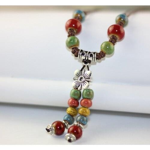 Handmade Ceramic Fashion Simple Clavicle Chain National Wind Style Retro Ways Long Sweater Chain Jewelry