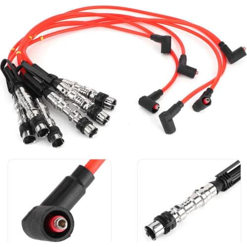 6Pcs Ignition Cable Spark Wire Cord 1J0998031 Fit for Corrado VR6 2.8 2.9 with Pull Rod Car Engine Accessories