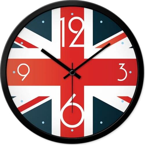 British flag creative silent glass wall clock