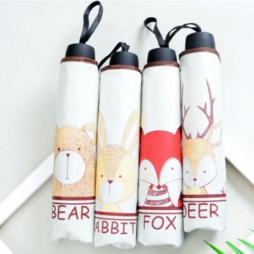 Creative Korea Cartoon Students Child Parasol Sunscreen 3 Folding Sun Umbrella Girls Sunny and Rainy Umbrella