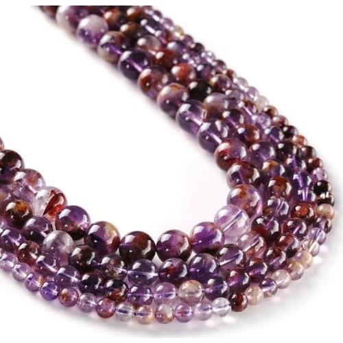 Purple Ghost Quartz Smooth Round Natural Gemstone Loose Beads Sold by Strand Size 6mm 8mm 10mm 12mm