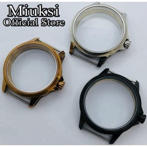 Miuksi 44mm copper black stainless steel watch case fit Sea-gull ST36,ETA 6497,6498 movement mens watch case