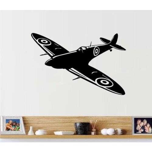 Cartoon Airplane Wall Sticker Fighter Spitfire Wall Decal Kids Boys Room Decoration Nursery Art Design Wallpaper Vinyl Murals