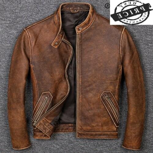 100% Real Leather Coat Men Autumn Winter Clothes 2021 Streetwear Genuine Cow Leather Jacket Mens Fit Moto Biker Coats 6a1
