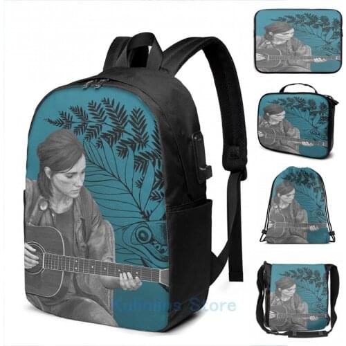 Graphic print Last of us Part II 2 Ellie Abby Joel T-shirt Poster and More USB Charge Backpack men School Travel laptop bag