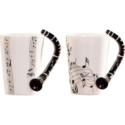 Clarinet Music Mug Unique Handle Art Musical Notes Holds Coffee Ceramic Mug Cup Dropship
